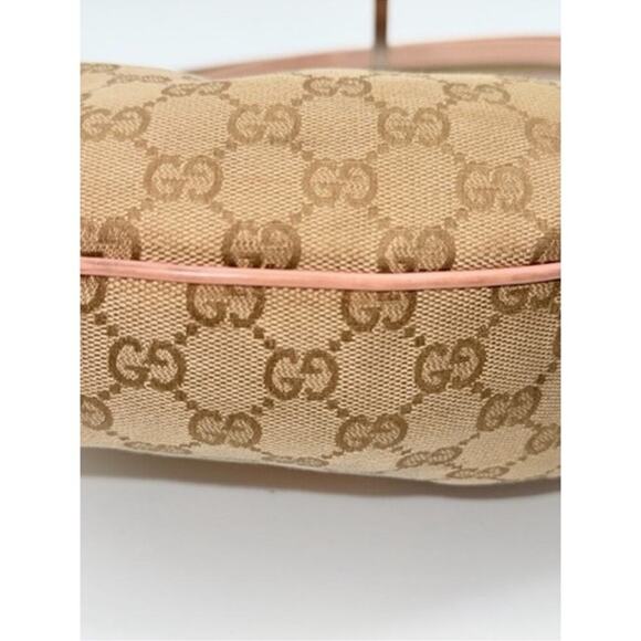 Gucci Monogram Web Medium Half Moon pastel Accents Canvas W/Leather trim. - Picture 3 of 16